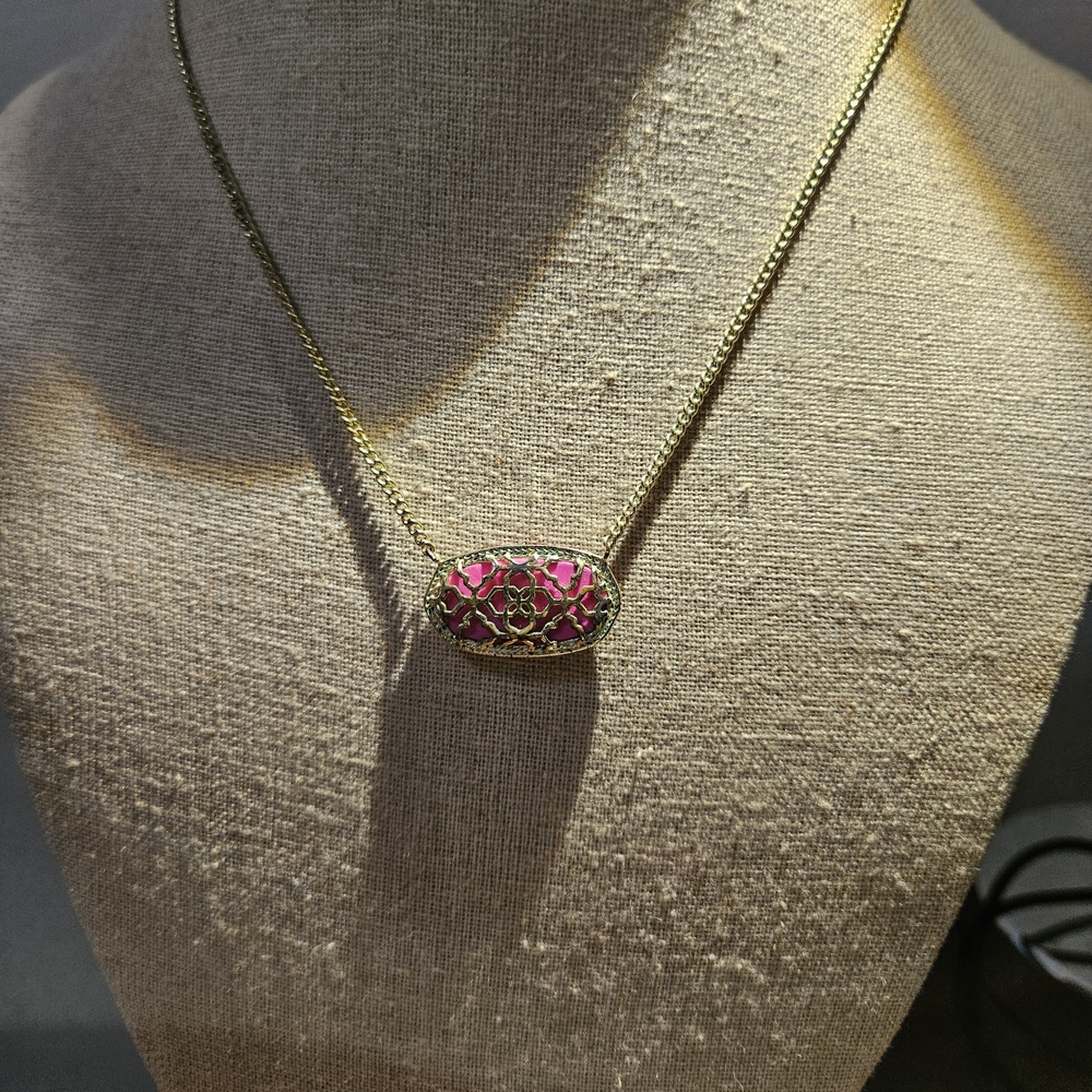 Kendra Scott Gold Necklace with Pink Pendant